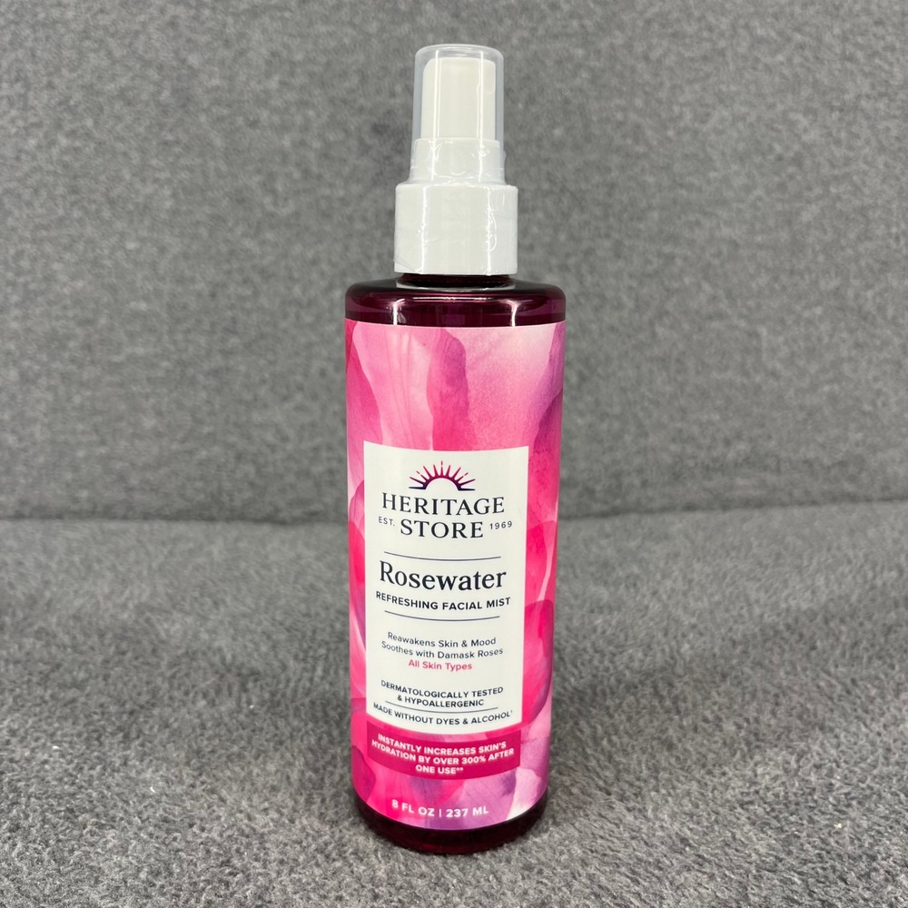 Heritage Store Rosewater Facial Mist Pink Hydrating Soothing Toner 8 oz